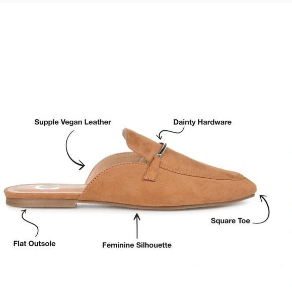 JOURNEE COLLECTION Ameena Tan Slip On Square Toe Mules Flats Size 9 NEW - Picture 3 of 13